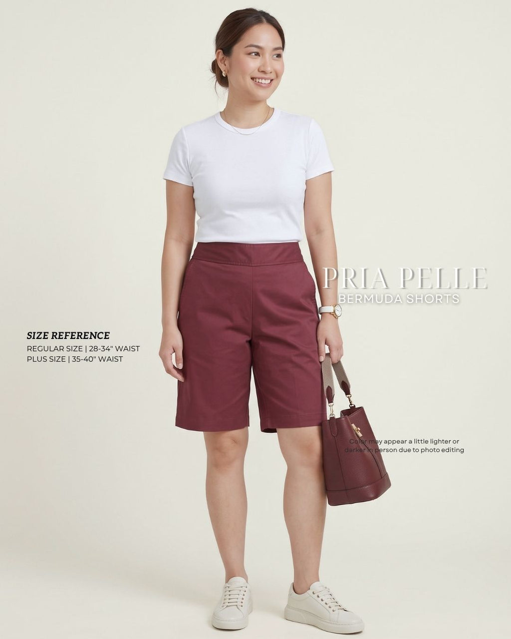 Pria Pelle Bermuda Shorts | Back garter - Cotton Twill Red Wine | Non Stretch