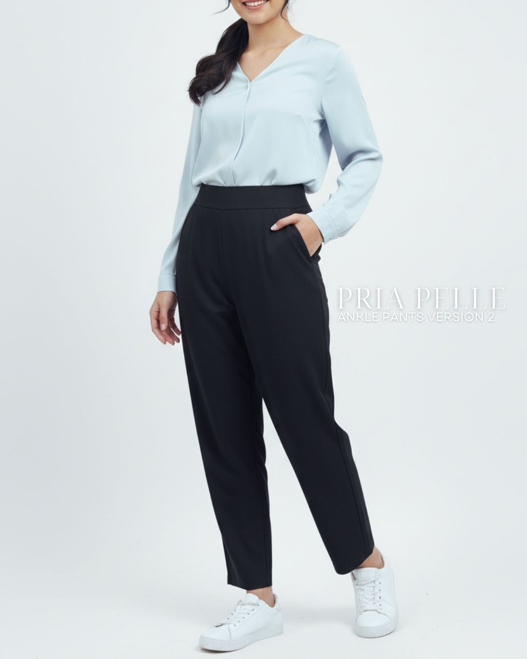 Pria Pelle Ankle Pants Version 2 | Back Garter - Cotton Twill Black