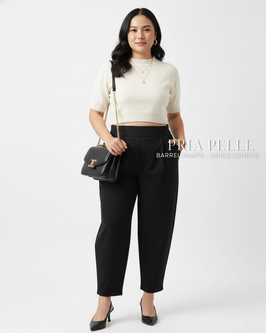 Pria Pelle Barrel Pants | Ankle Length - Cotton Twill Black | Non Stretch