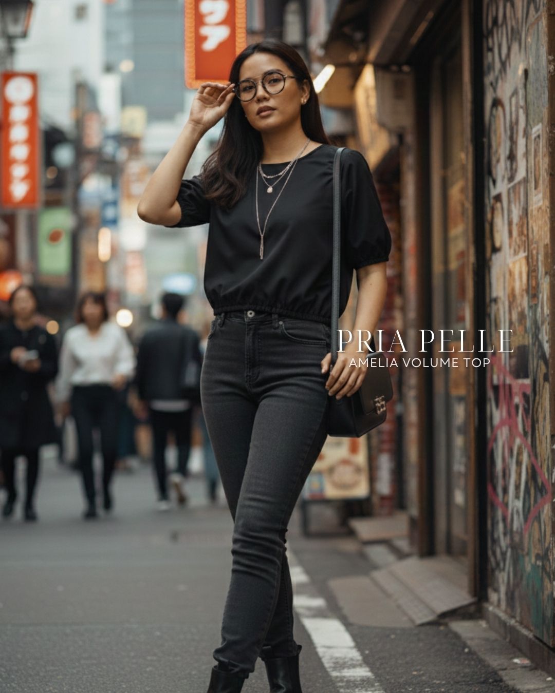 Pria Pelle Amelia Volume Top - Cotton Blend Black | Non Stretch