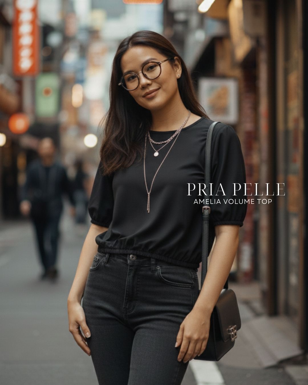 Pria Pelle Amelia Volume Top - Cotton Blend Black | Non Stretch