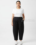 Pria Pelle Barrel Pants | Ankle Length - Cotton Twill Black | Non Stretch