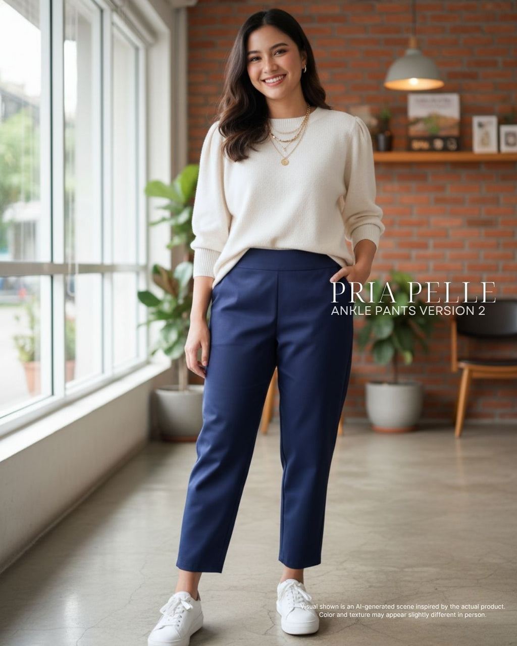 Pria Pelle Ankle Pants Version 2 | Back Garter - Cotton Blend Blue Violet