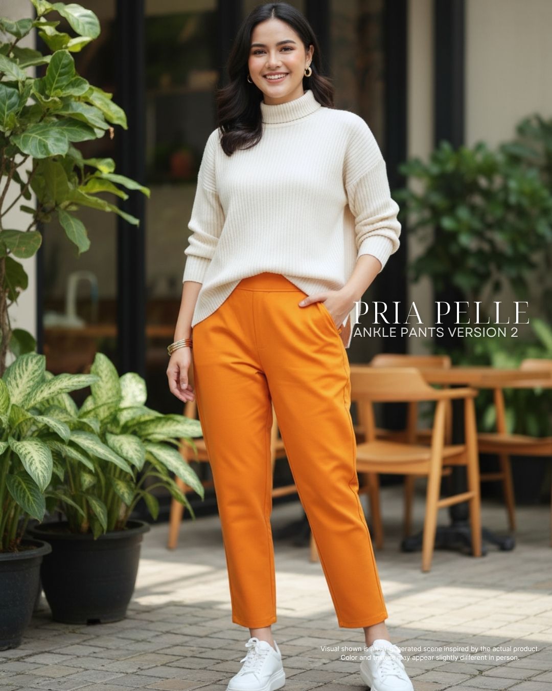 Pria Pelle Ankle Pants Version 2 | Back Garter - Cotton Twill Light Orange