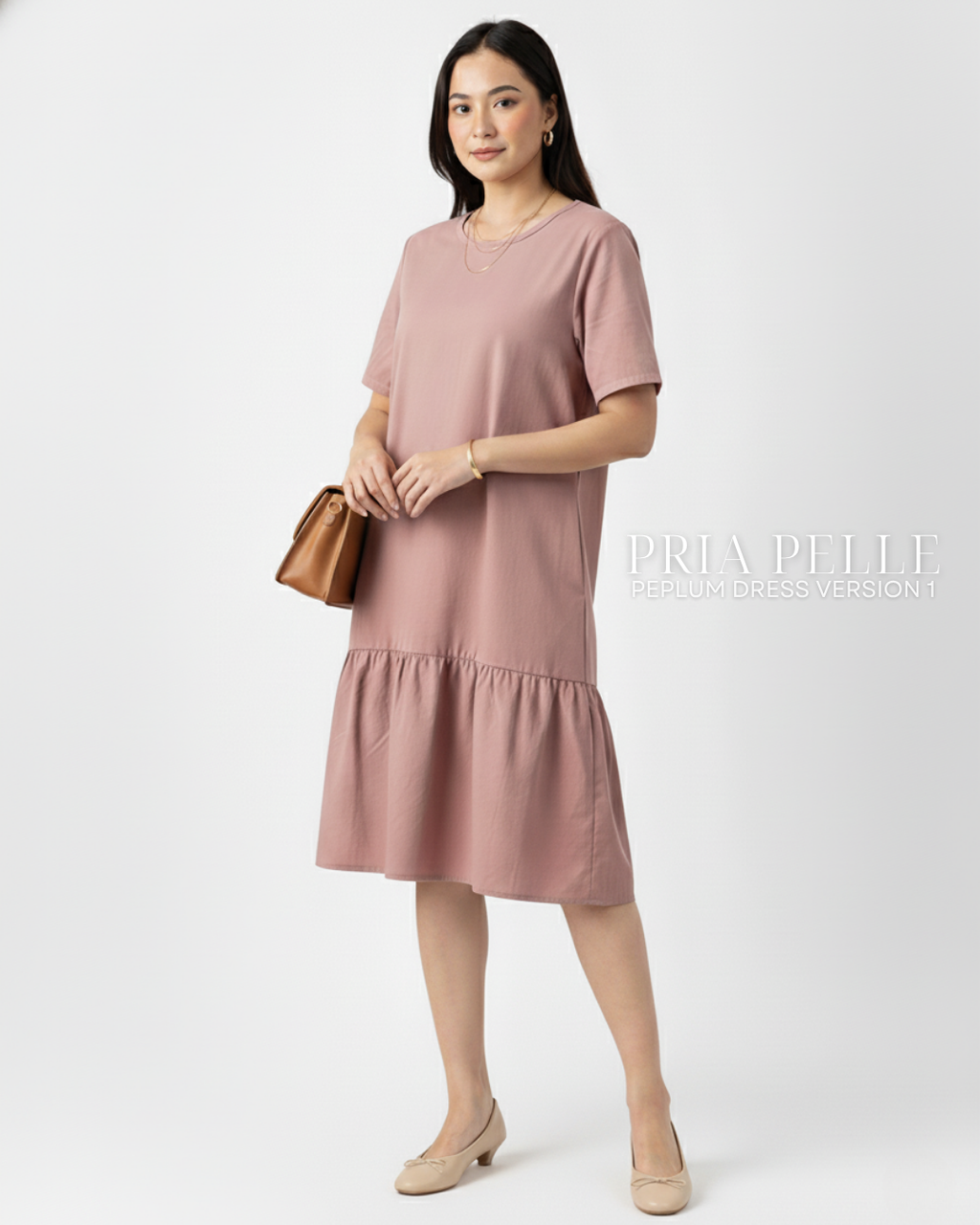 Pria Pelle Peplum Dress Version 1 | Twill Blend Blush - Non Stretch