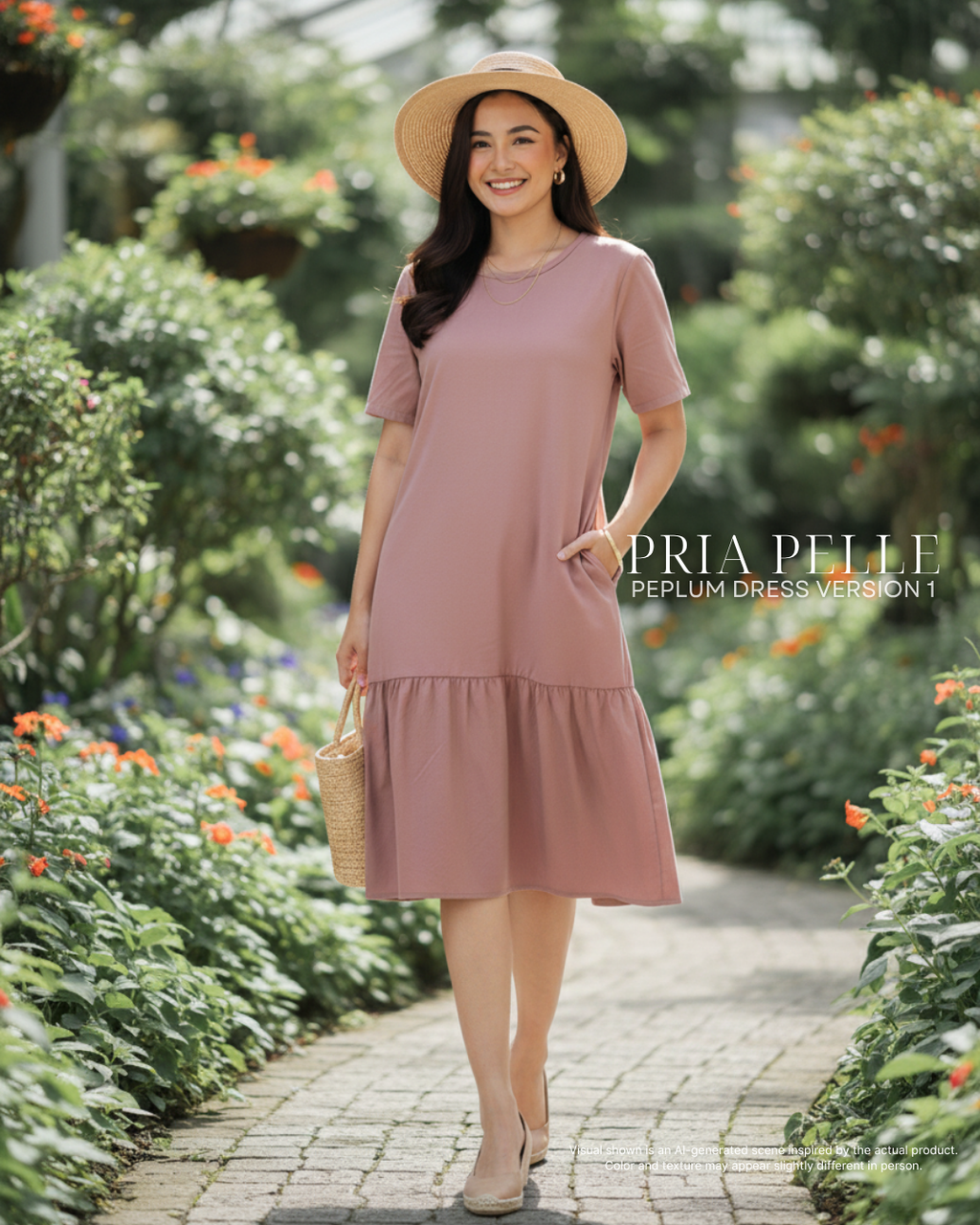 Pria Pelle Peplum Dress Version 1 | Twill Blend Blush - Non Stretch
