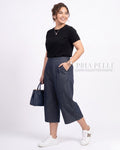 Pria Pelle Capri Culottes Pants | Back garter - Soft Denim Dark Gray | Non Stretch