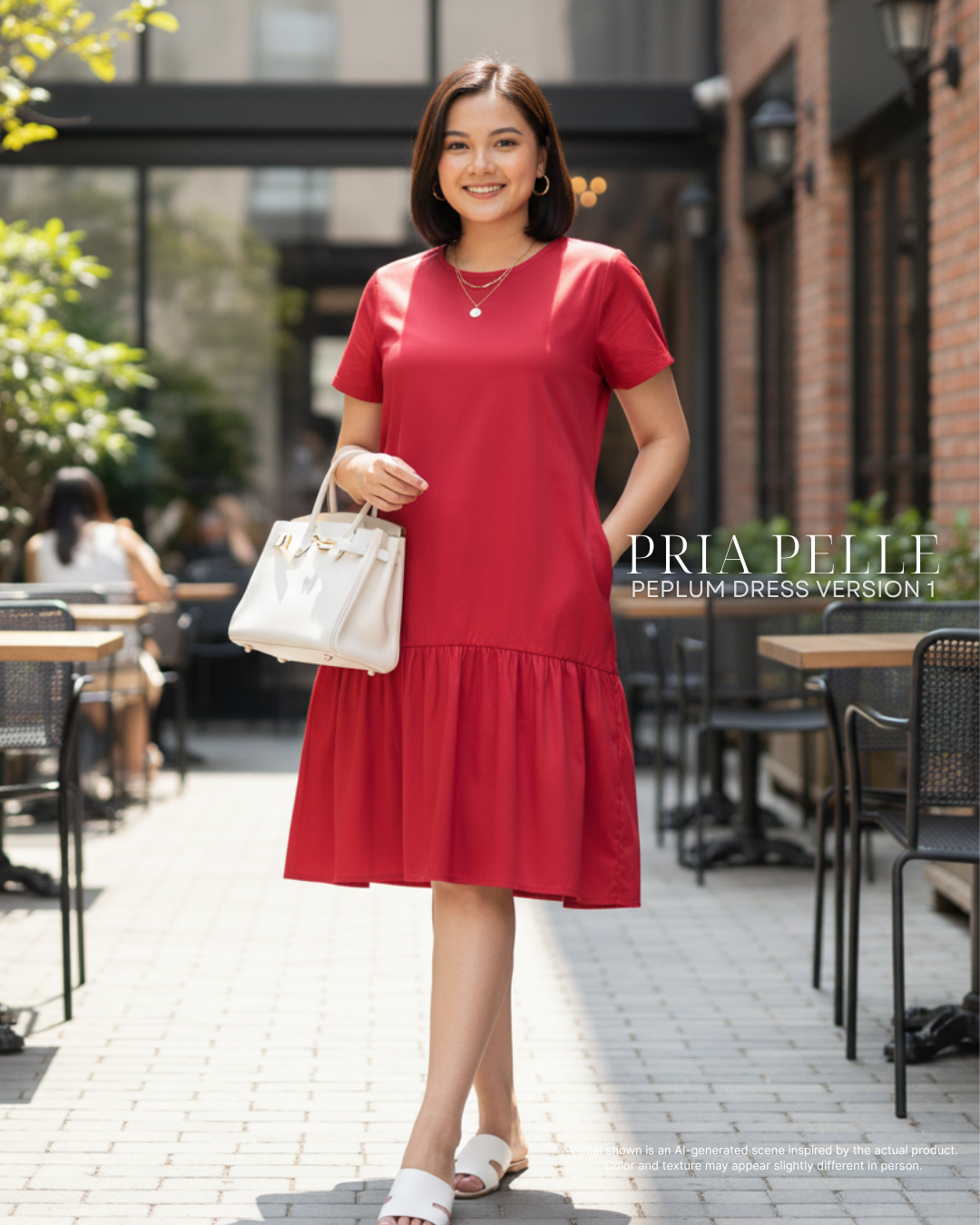 Pria Pelle Peplum Dress Version 1 | Lycra Crimson Red with stretch allowance