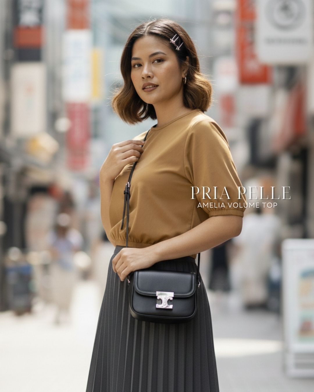 Pria Pelle Amelia Volume Top - Cotton Blend Caramel | Non Stretch