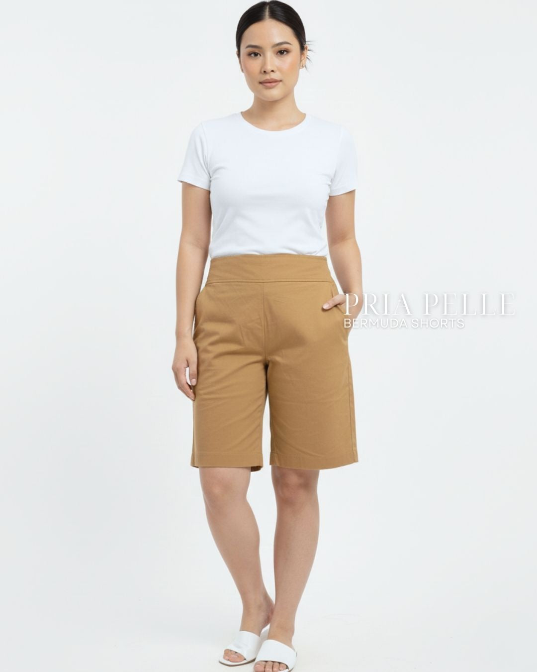 Pria Pelle Bermuda Shorts | Back garter - Cotton Blend Caramel