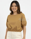 Pria Pelle Amelia Volume Top - Cotton Blend Caramel | Non Stretch