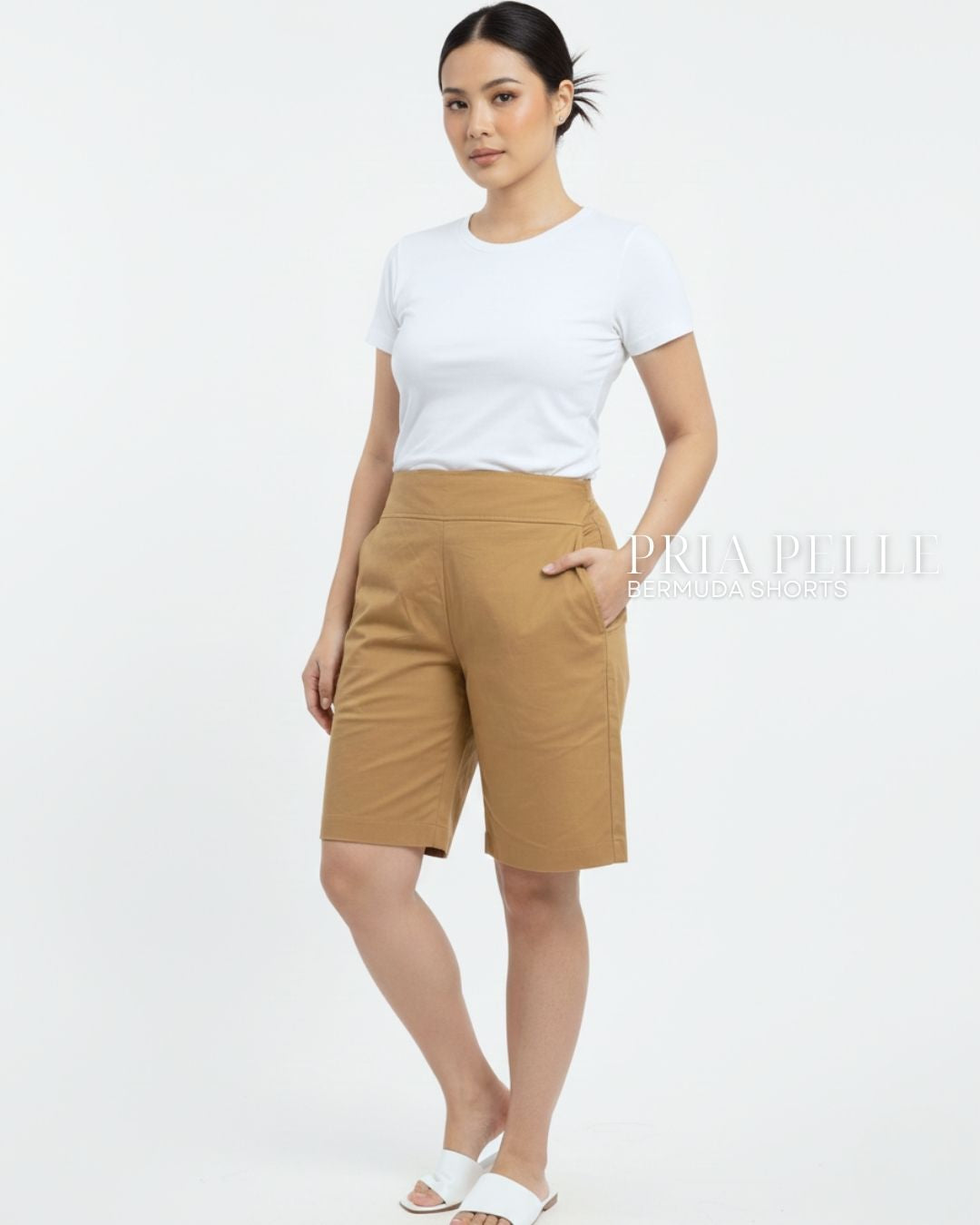 Pria Pelle Bermuda Shorts | Back garter - Cotton Blend Caramel