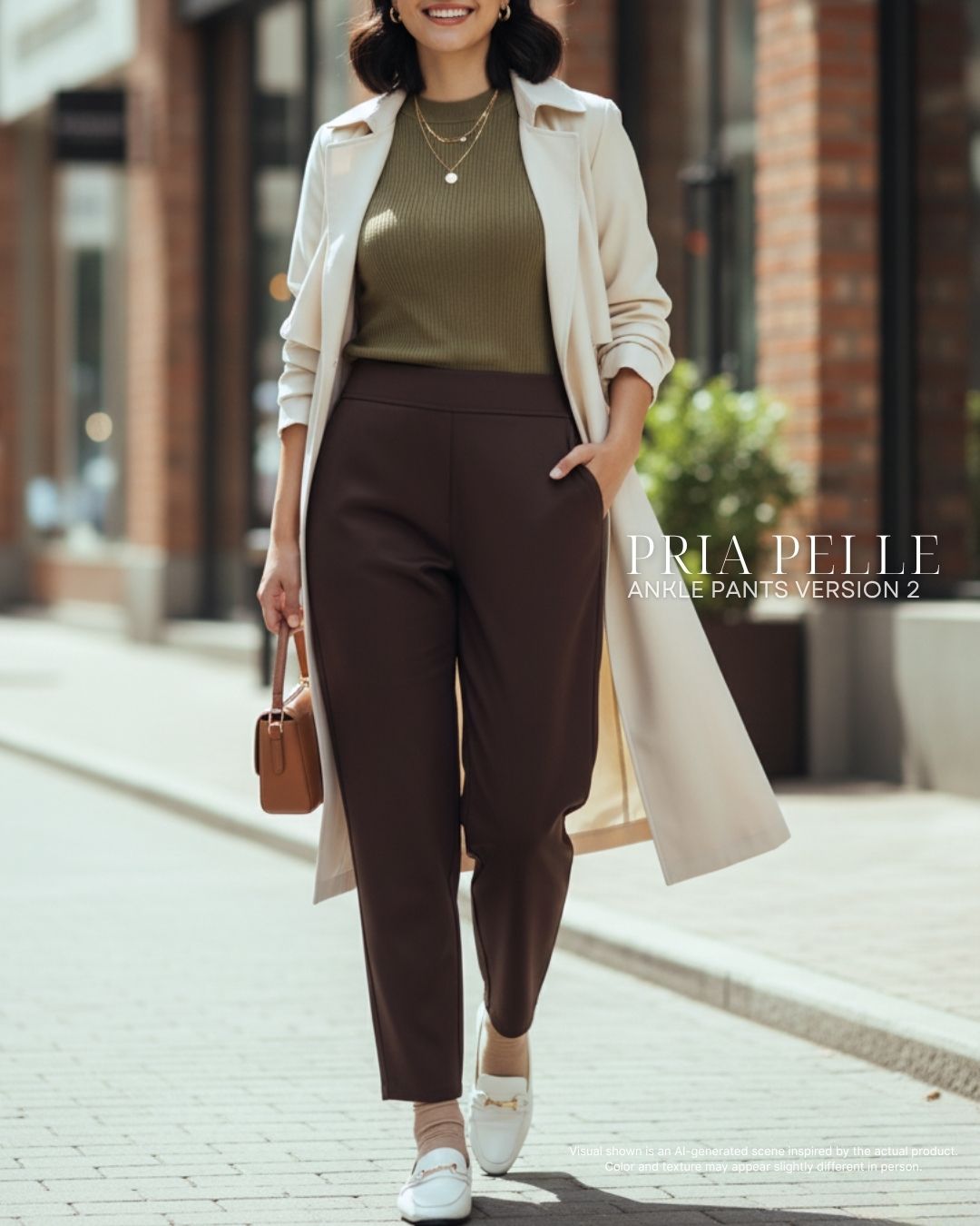 Pria Pelle Ankle Pants Version 2 | Back Garter - Cotton Twill Chocolate Brown