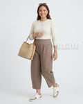 Pria Pelle Cropped Barrel Pants | Back Garter - Cotton Twill Chocnut Brown | Non Stretch