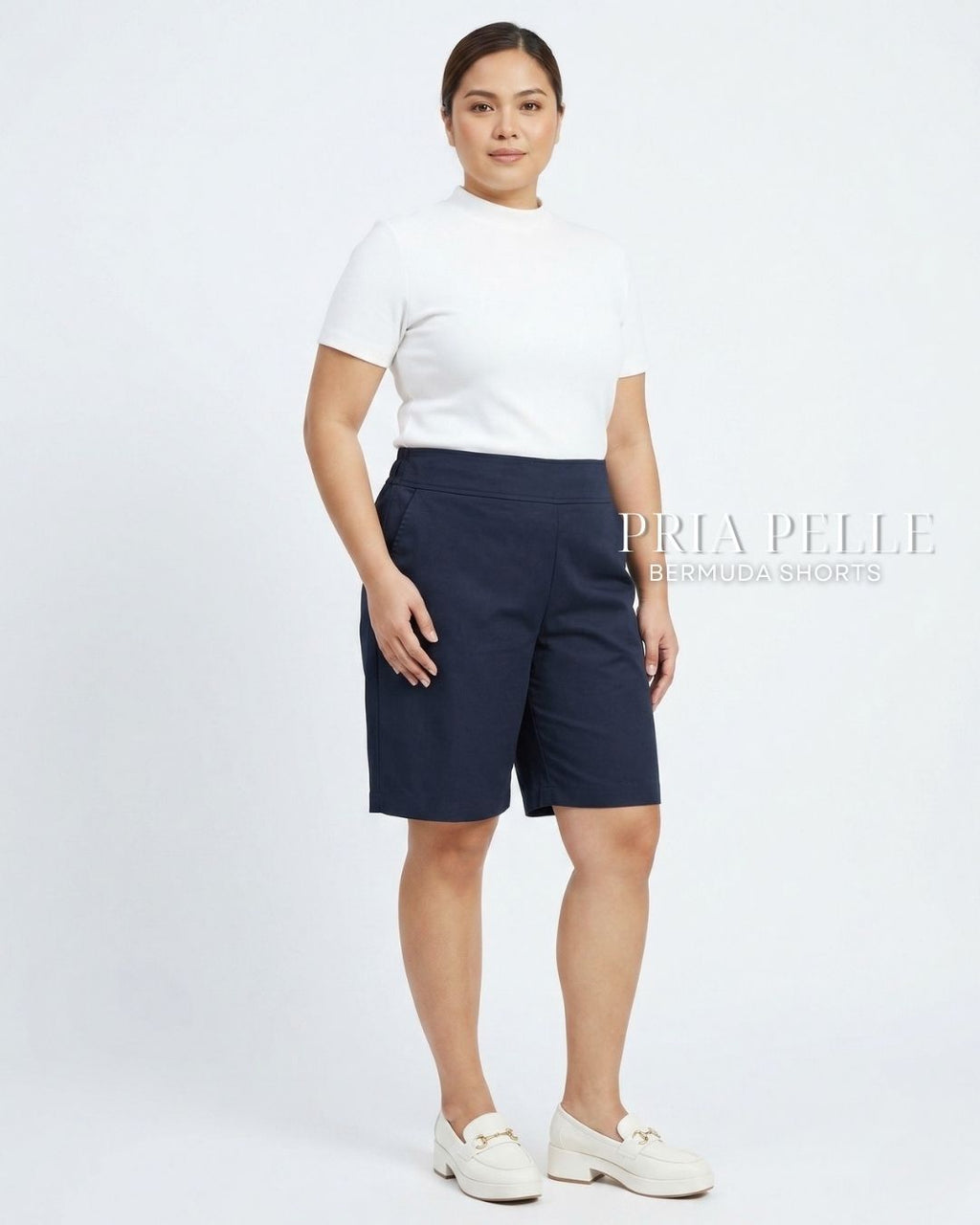 Pria Pelle Bermuda Shorts | Back garter - Cotton Twill Midnight Blue | Non Stretch