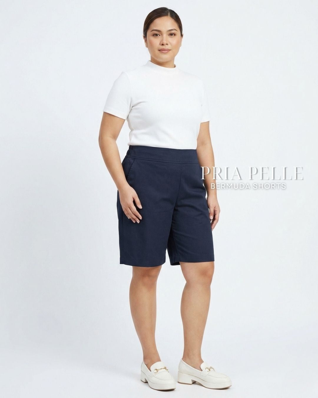 Pria Pelle Bermuda Shorts | Back garter - Cotton Twill Midnight Blue | Non Stretch