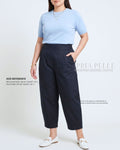 Pria Pelle Cropped Barrel Pants | Back Garter - Cotton Twill Blue Black | Non Stretch