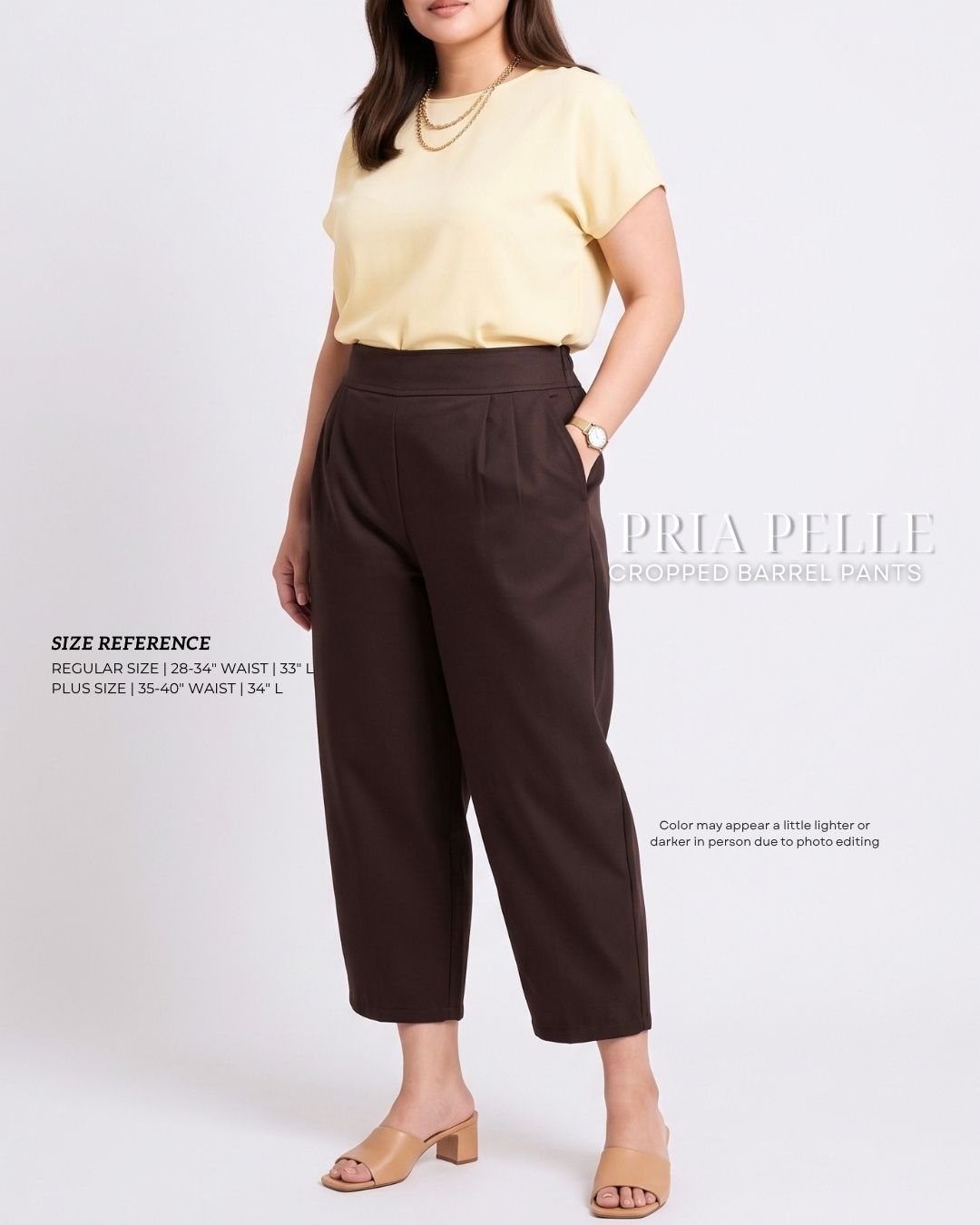 Pria Pelle Cropped Barrel Pants | Back Garter - Cotton Twill Chocolate Brown with Slight Stretch