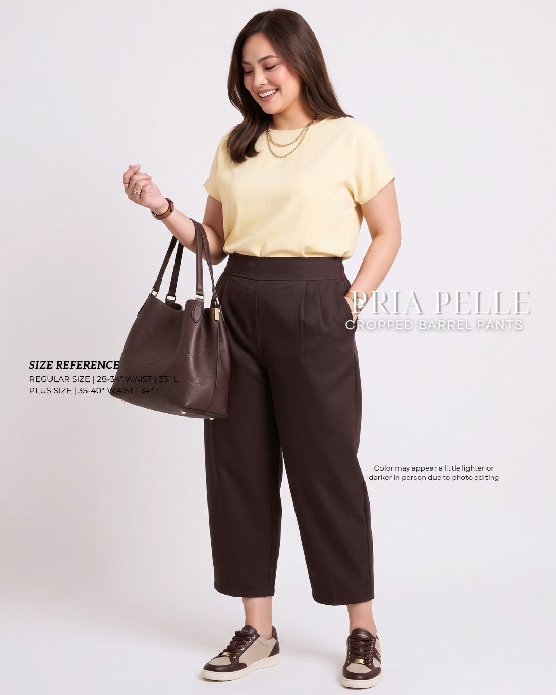 Pria Pelle Cropped Barrel Pants | Back Garter - Cotton Twill Chocolate Brown with Slight Stretch
