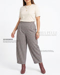 Pria Pelle Cropped Barrel Pants | Back Garter - Cotton Blend Champagne Tartan - Non Stretch