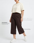 Pria Pelle Capri Culottes Pants | Back garter - Cotton Twill Chocolate Brown with Stretch Allowance
