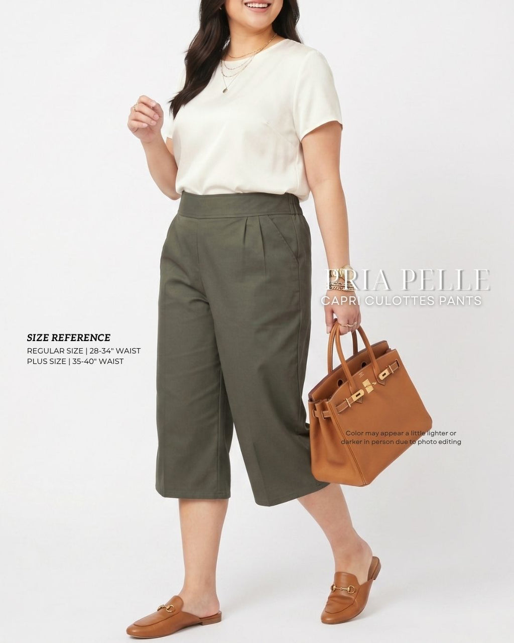 Pria Pelle Capri Culottes Pants | Back garter - Cotton Twill Vintage Vogue - Non Stretch