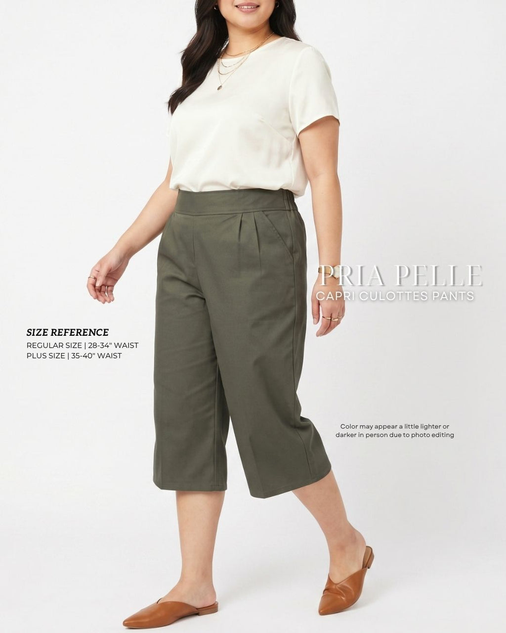 Pria Pelle Capri Culottes Pants | Back garter - Cotton Twill Vintage Vogue - Non Stretch