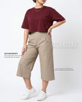 Pria Pelle Capri Culottes Pants | Back garter - Cotton Blend Tan with Stretch