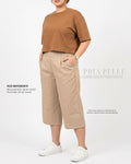 Pria Pelle Capri Culottes Pants | Back garter - Cotton Blend Warm Tan - Non Stretch