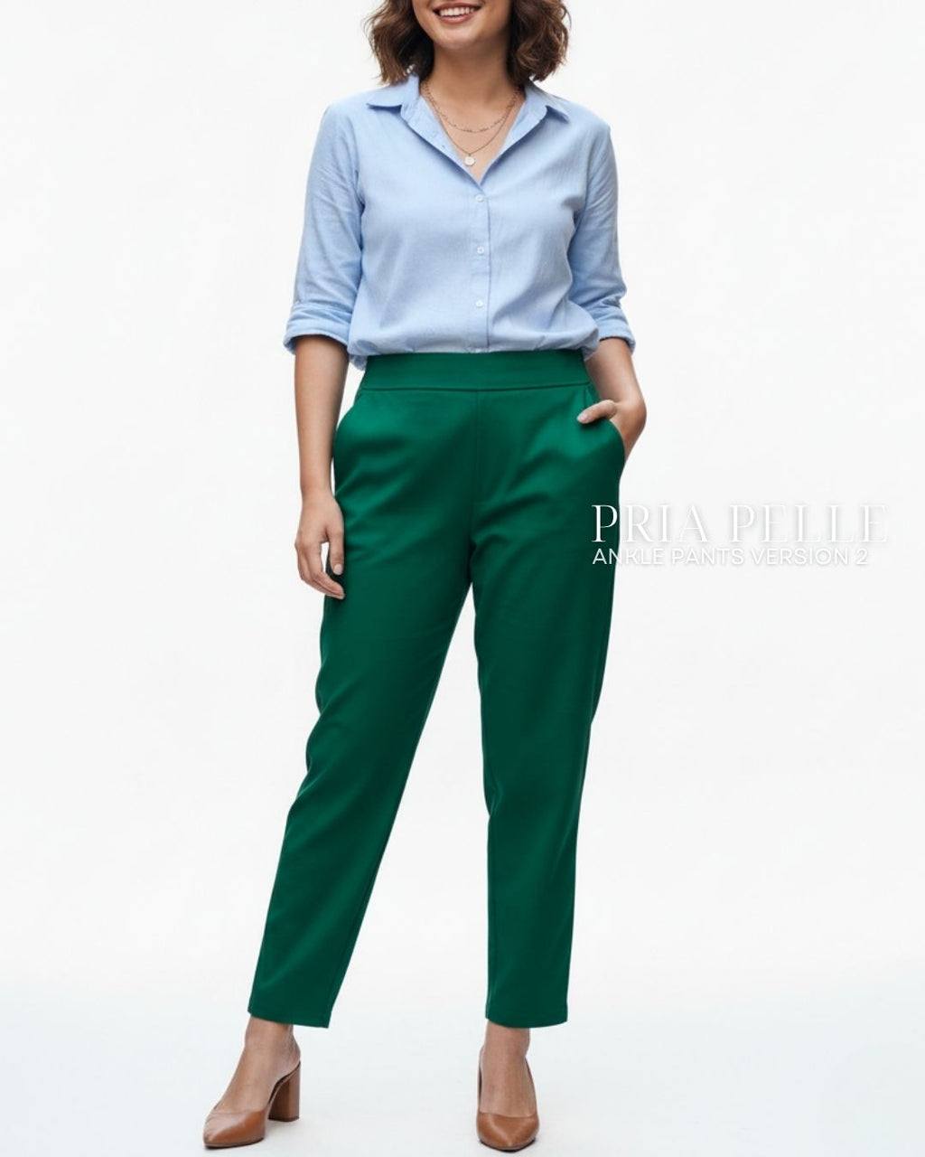 Pria Pelle Ankle Pants Version 2 | Back Garter - Cotton Twill Dark Green