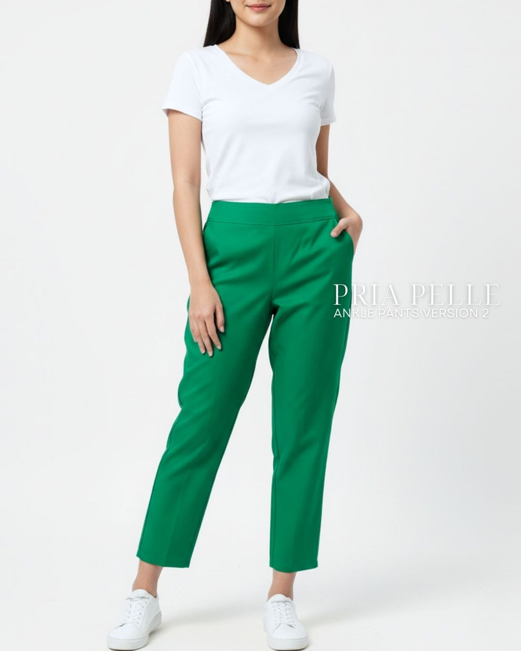 Pria Pelle Ankle Pants Version 2 | Back Garter - Cotton Blend Light Green
