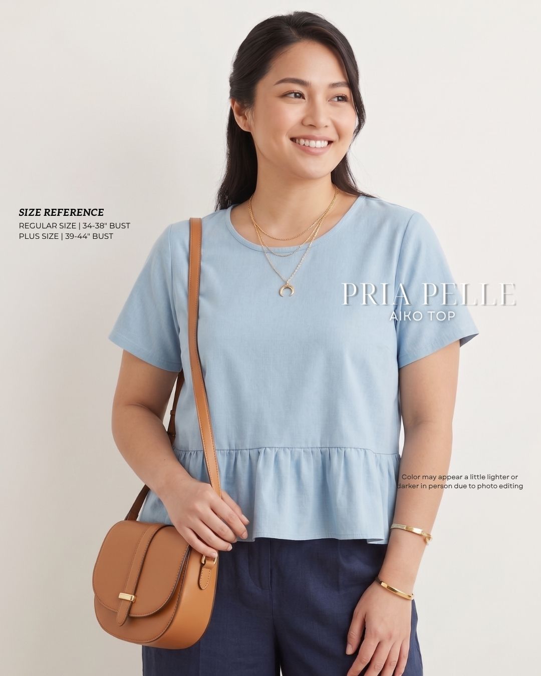 Pria Pelle Aiko Top - Denim Blend Light Blue with Stretch