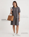 Pria Pelle Rebecca Puff Straight Dress | Denim Charcoal - Non Stretch