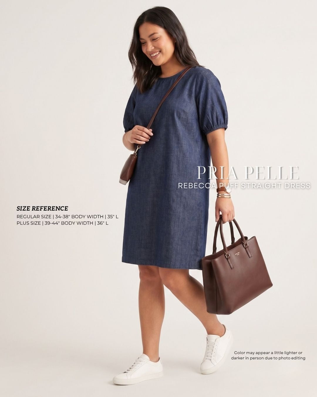 Pria Pelle Rebecca Puff Straight Dress | Denim Dark Blue