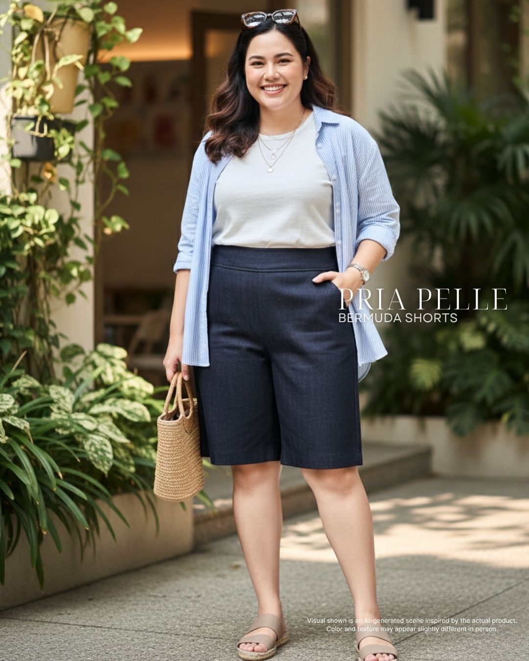 Pria Pelle Bermuda Shorts | Back garter - Denim Dark Gray