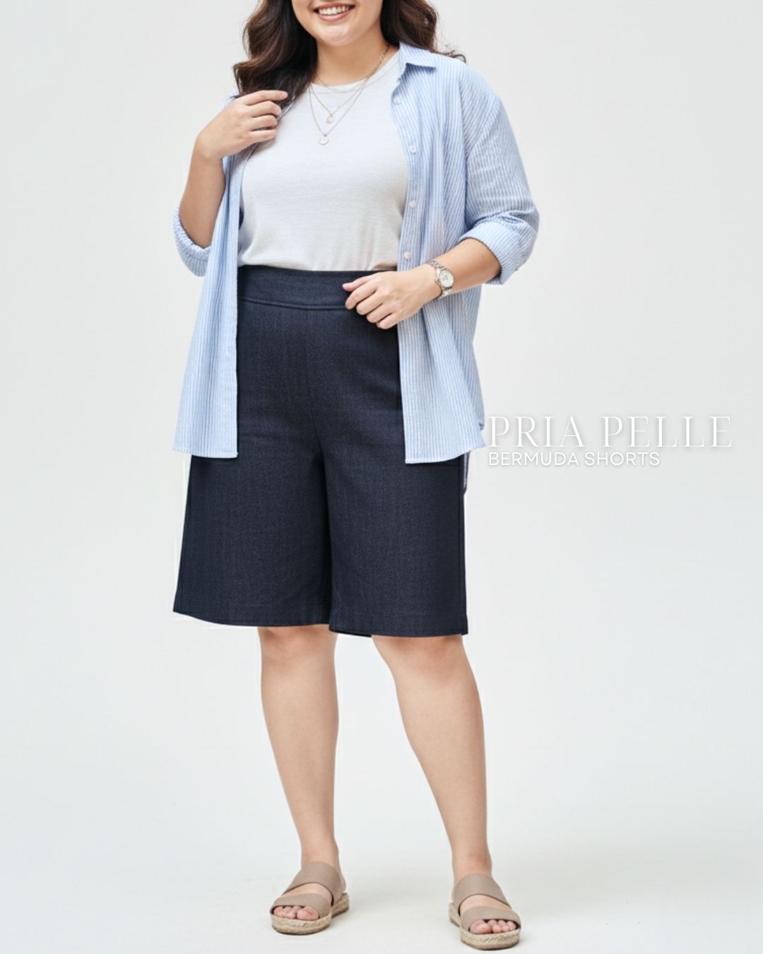 Pria Pelle Bermuda Shorts | Back garter - Denim Dark Gray