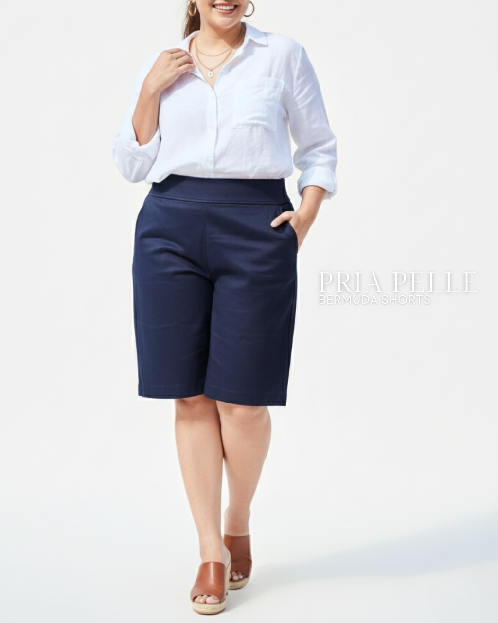 Pria Pelle Bermuda Shorts | Back garter - Denim Midnight Blue