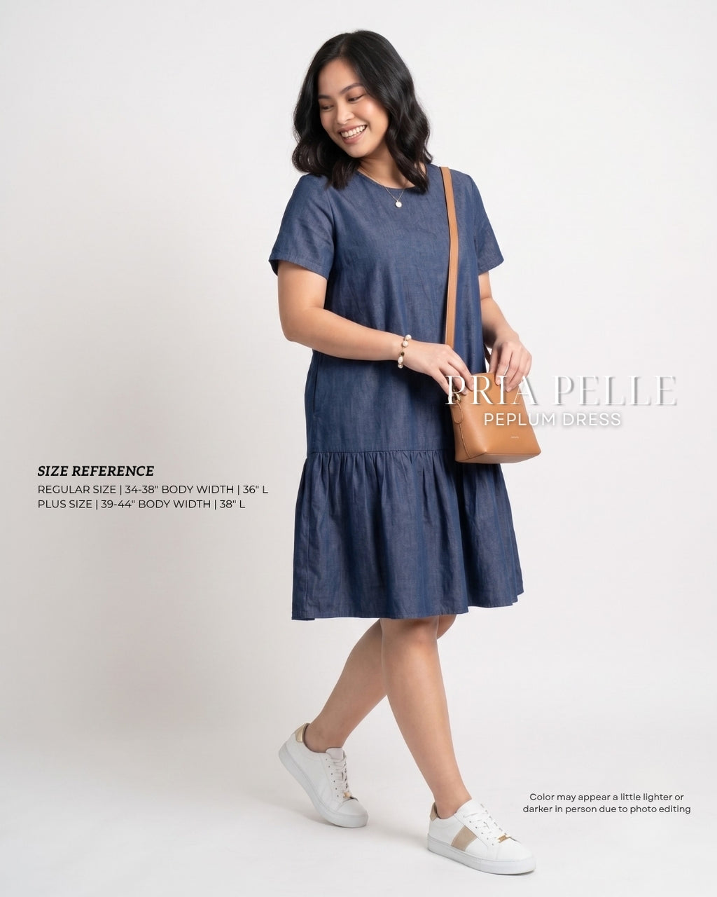 Pria Pelle Peplum Dress Version 1 | Denim Dark Blue - Non Stretch