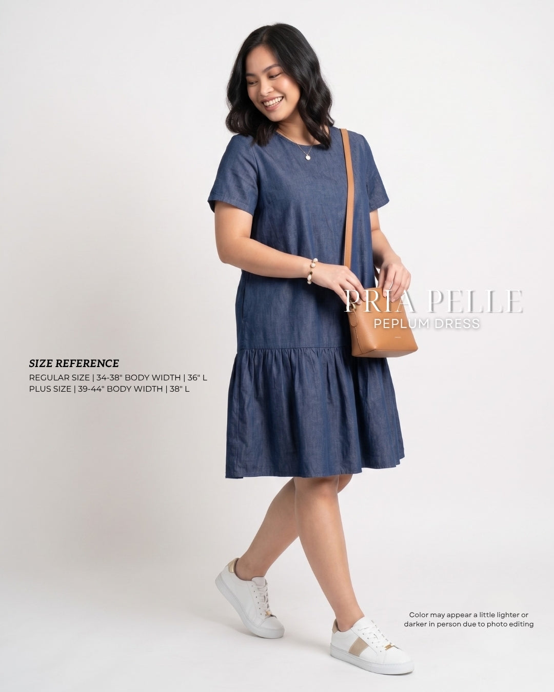 Pria Pelle Peplum Dress Version 1 | Denim Dark Blue - Non Stretch