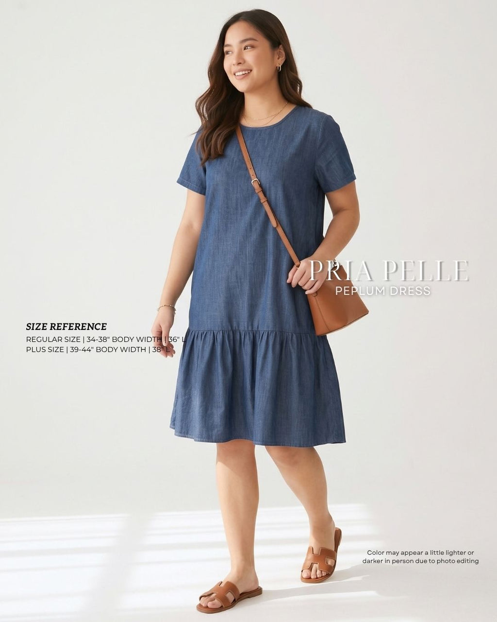 Pria Pelle Peplum Dress Version 1 | Cotton Blend Denim - Non Stretch