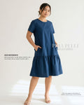 Pria Pelle Peplum Dress Version 1 | Cotton Blend Yale Blue - Non Stretch