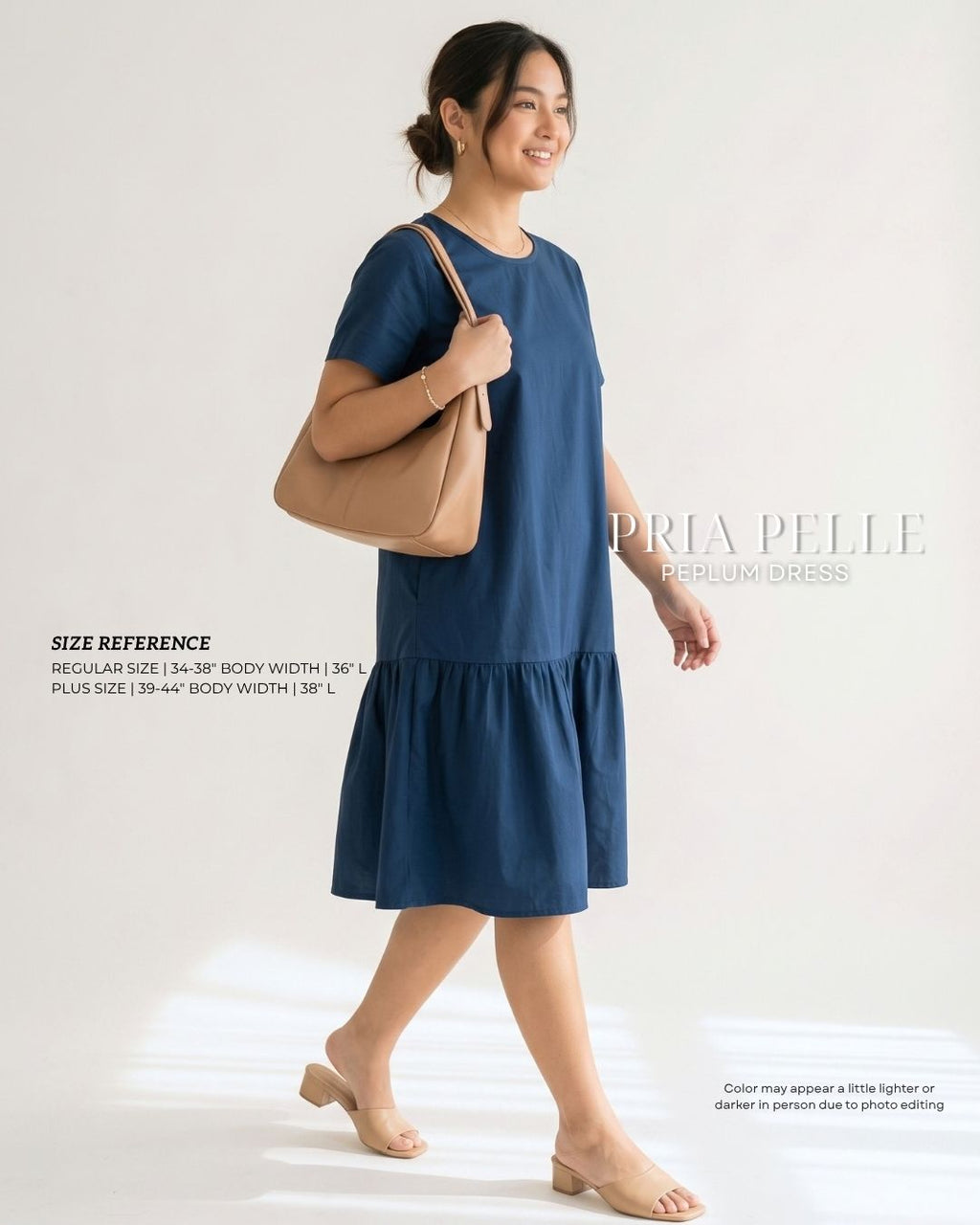 Pria Pelle Peplum Dress Version 1 | Cotton Blend Yale Blue - Non Stretch