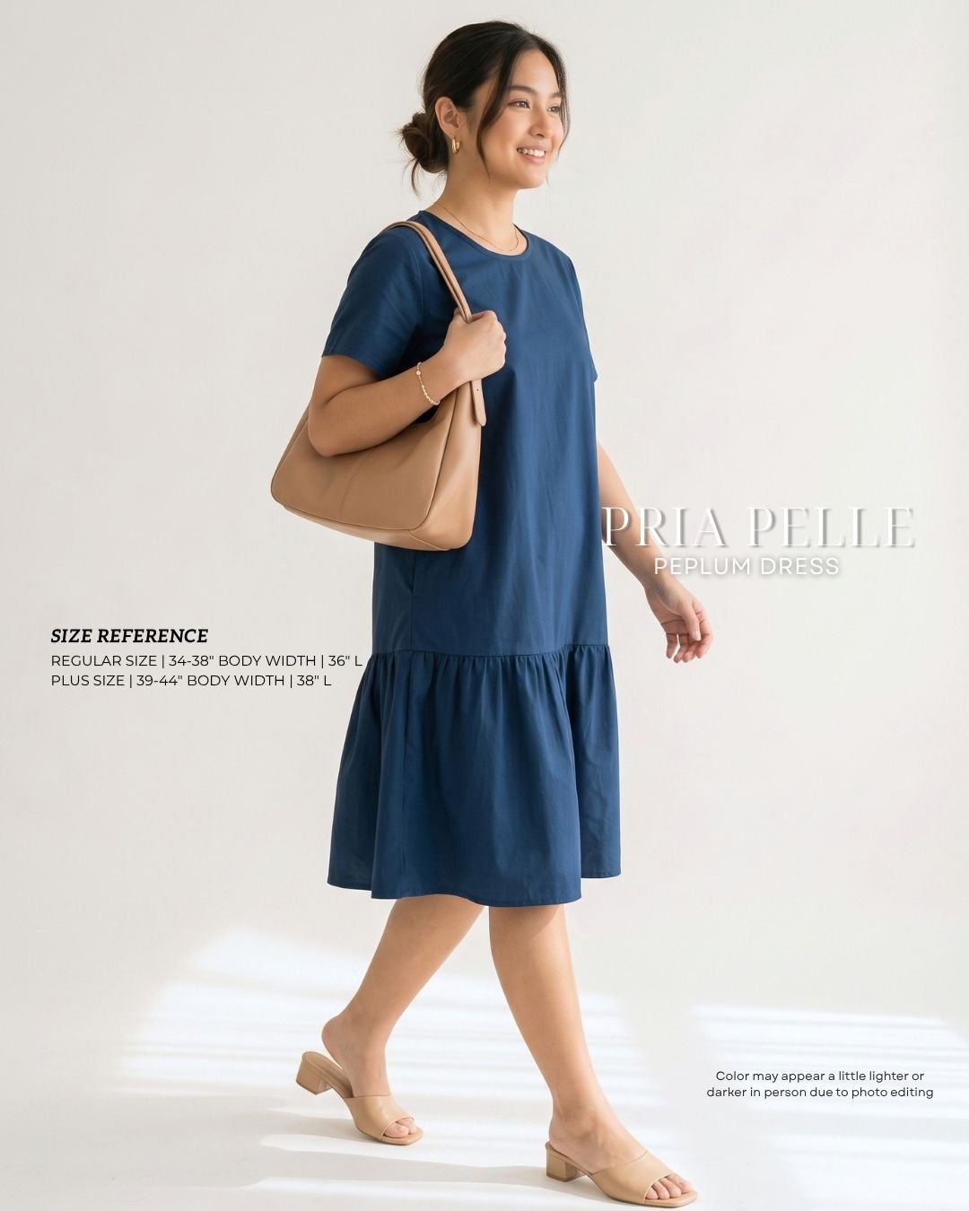 Pria Pelle Peplum Dress Version 1 | Cotton Blend Yale Blue - Non Stretch
