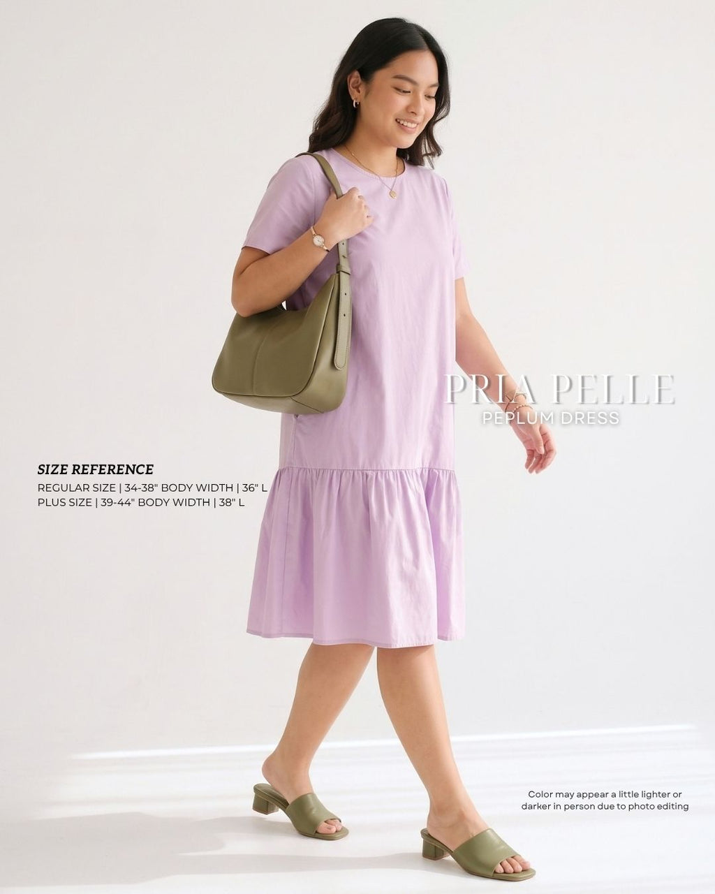 Pria Pelle Peplum Dress Version 1 | Cotton Blend Light Lilac with Stretch Allowance (Soft, Silky Texture)