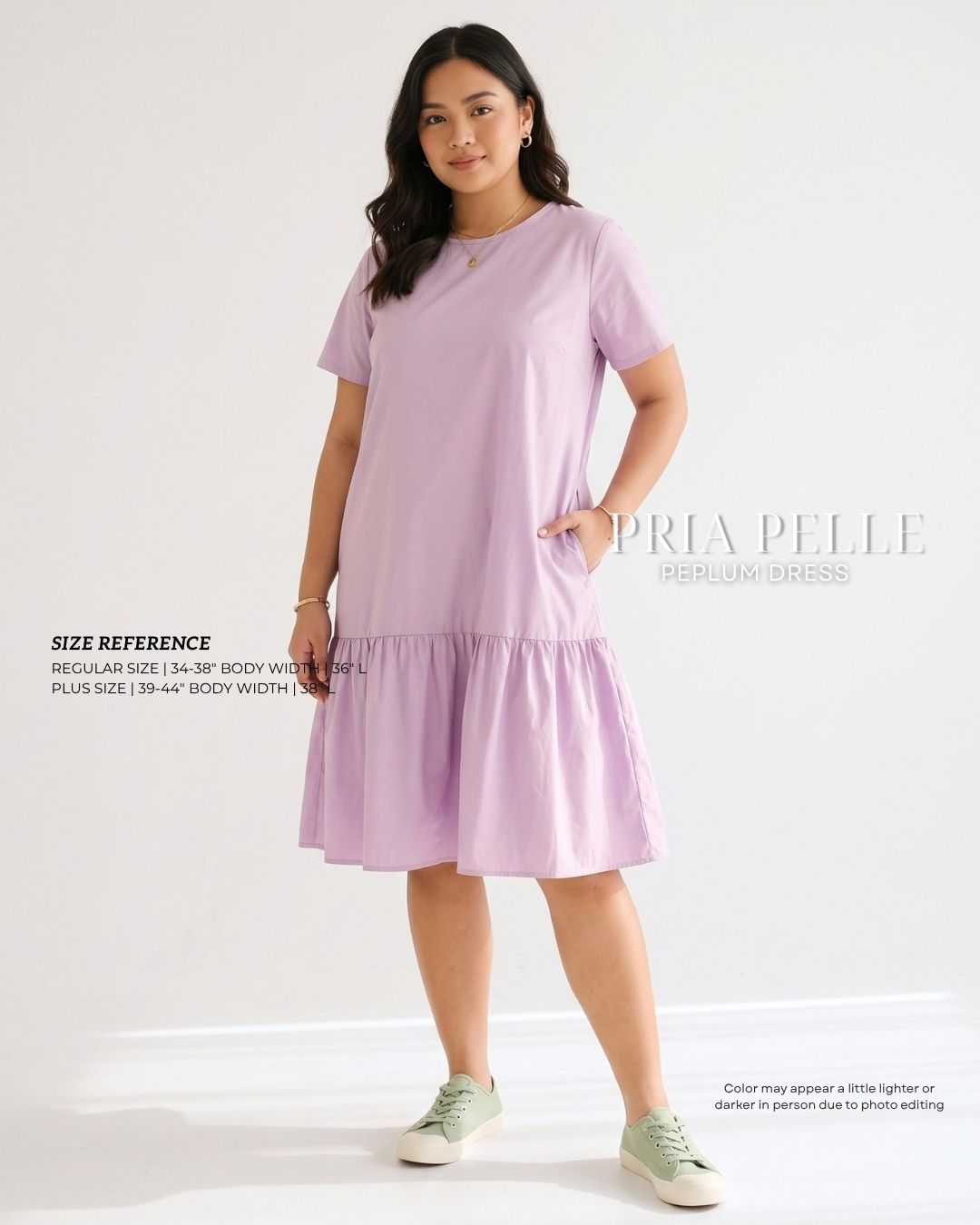 Pria Pelle Peplum Dress Version 1 | Cotton Blend Light Lilac with Stretch Allowance (Soft, Silky Texture)