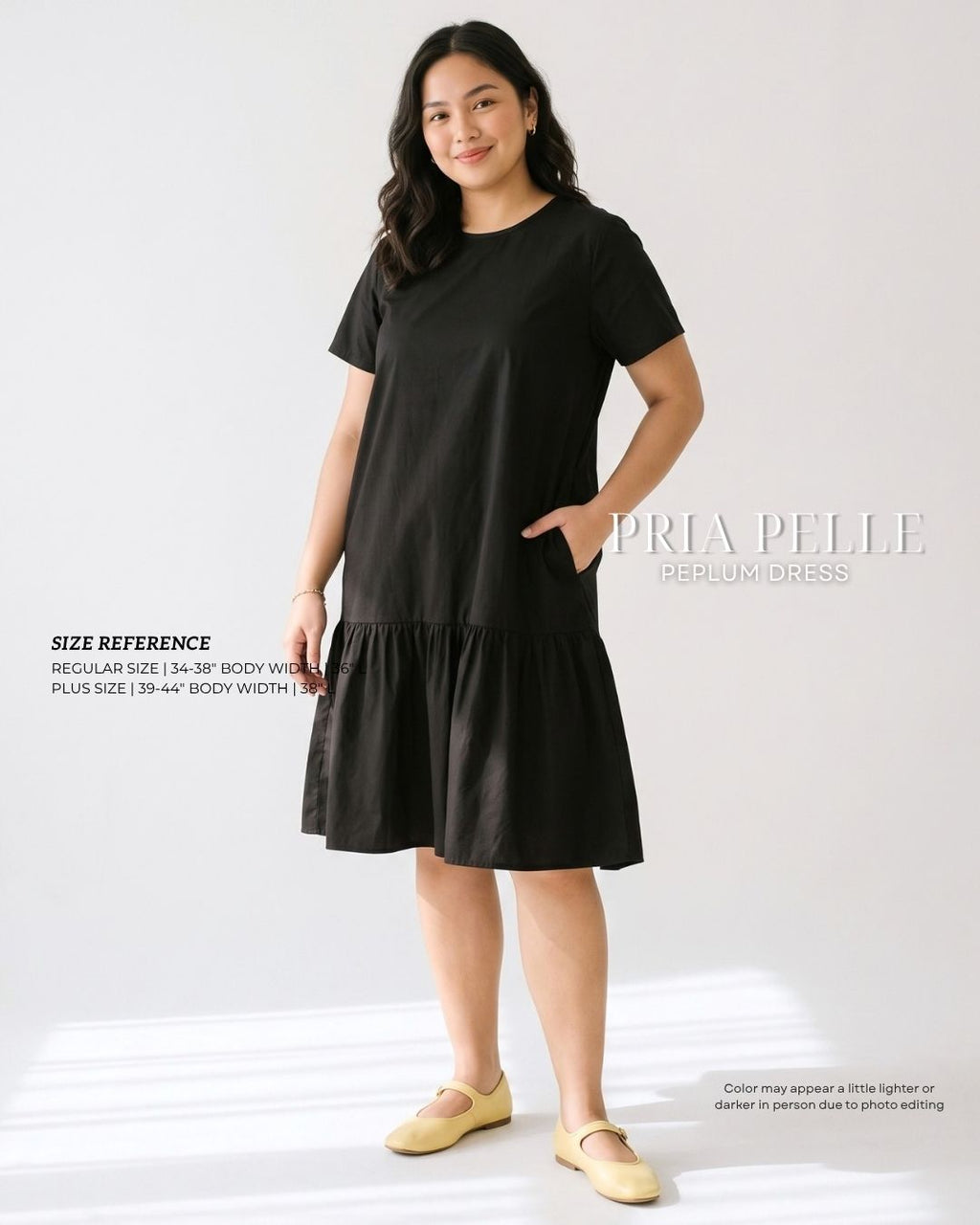 Pria Pelle Peplum Dress Version 1 | Cotton Blend Black - Non Stretch