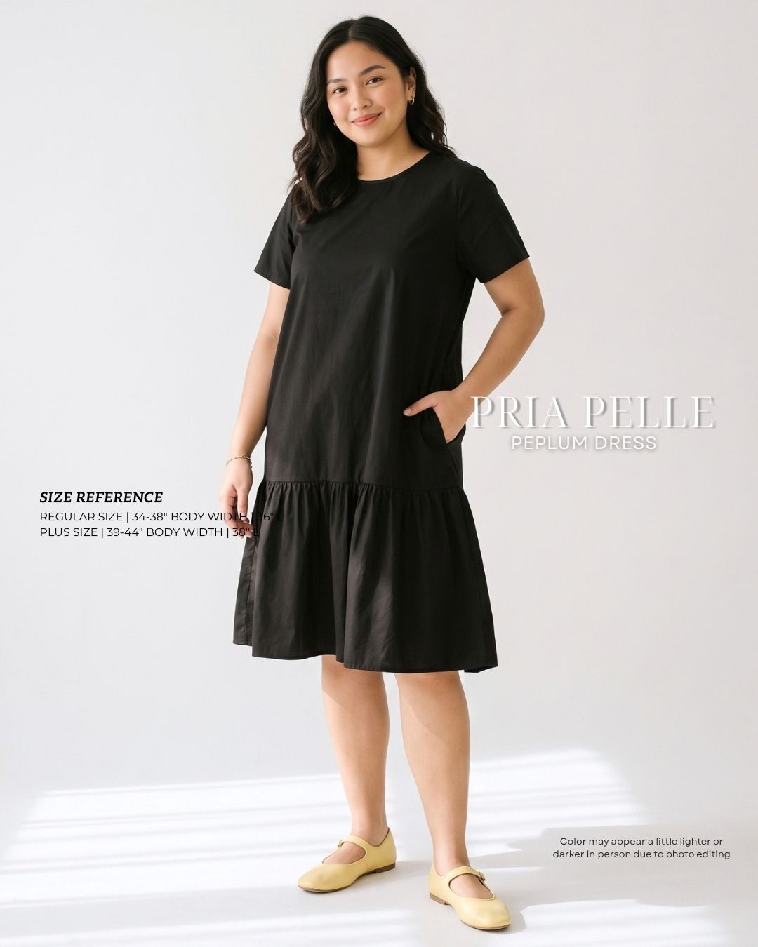 Pria Pelle Peplum Dress Version 1 | Cotton Blend Black - Non Stretch