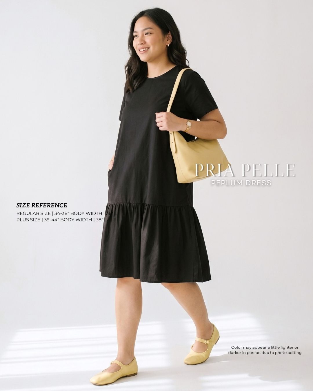 Pria Pelle Peplum Dress Version 1 | Cotton Blend Black - Non Stretch
