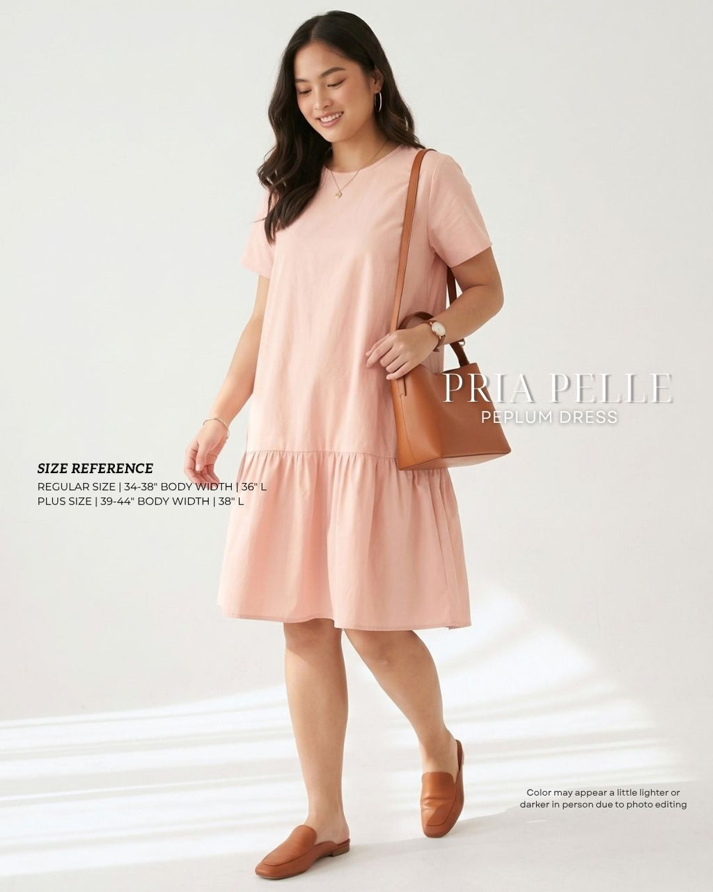 Pria Pelle Peplum Dress Version 1 | Cotton Blend Pink Peach with Stretch Allowance