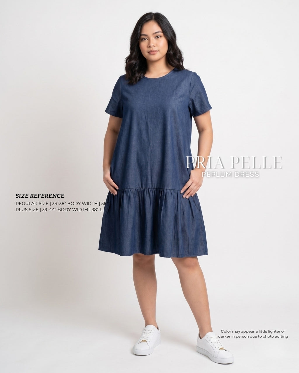 Pria Pelle Peplum Dress Version 1 | Denim Dark Blue - Non Stretch
